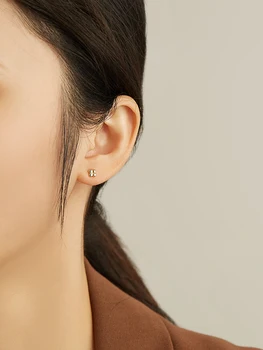 LEKANI 925 Sterling Sølv Minimalistisk Tværs Blomst Små Søde Stud Øreringe Til Kvinder Guld Farve Piercing Earings Sølv Smykker