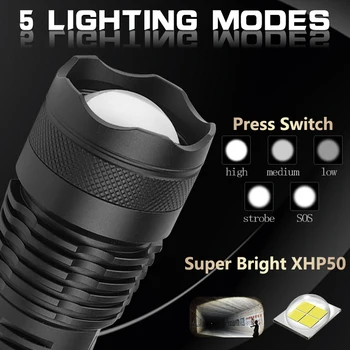 6000 lumen xhp50 mest kraftfulde lommelygte usb-Zoomable LED lommelygte xhp50 18650 Genopladeligt batteri jagt z50 5017