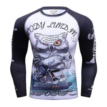 Jiu Jitsu Kompression Shirt med Raglan Ærmer 3D-Print Mænd er T-shirts Trænings-og Mandlige Hurtig Tør Bodybuilding Cross fit Toppe Sportstøj