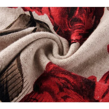 Efterår og Vinter Elegante Kvinder Rød Rose Rullekrave Uld Trøjer 2020 Casual Vintage-3XL Plus Size Strikke en Sweater Kjoler Bodycon