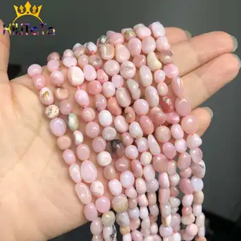 6-8mm Fysiske Uregelmæssige Pink Opal Sten Perler Glat Løs Spacer Perler Til gør det selv Smykker at Gøre Armbånd Halskæde Tilbehør 15