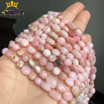 6-8mm Fysiske Uregelmæssige Pink Opal Sten Perler Glat Løs Spacer Perler Til gør det selv Smykker at Gøre Armbånd Halskæde Tilbehør 15
