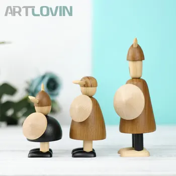 Nye Ankomst Nordisk Viking Miniature Træ-Puppet Kreative Figurer Home Decor Statue Bøg Træ-Ornament Børn Nytår Gaver 5055