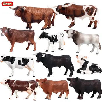 Oenux husdyr Ko Simulering Kvæg Kalv Bull OX Model Action Figurer, Vilde Bøfler Figurer PVC Uddannelse Legetøj, Kid Gave