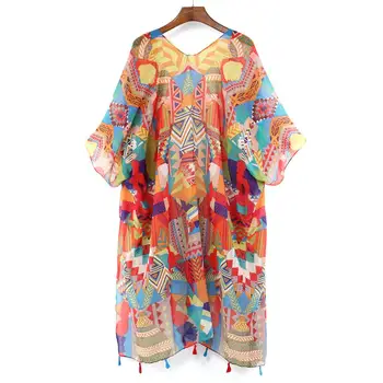 Vintage Kimono Mujer 2019 Bluse Feminino Sommer Strand Lang Cardigan Kvinder Vintage Boho Blouse Top Kimono Femme Shirt