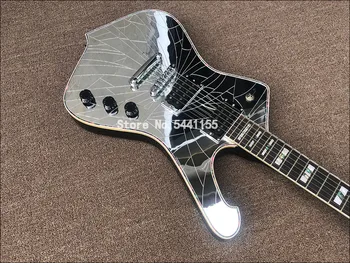 2020 Høj kvalitet 6-string elektrisk guitar,Sølv spejl guitar, sort maling, abalone indlæg,gratis fragt 51072