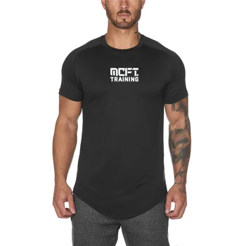 Brand Mesh Short Sleeve T-Shirt Mænd Mode Slim Fit Fitness T-shirt Sommer Træning O-hals Hurtig Tør Street Hip Hop t-shirt 5144