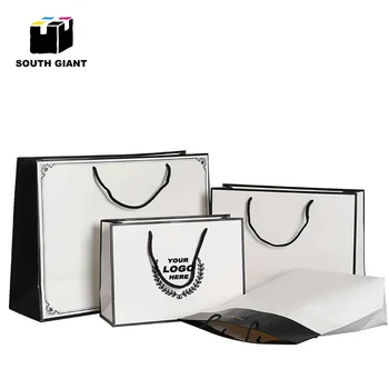 Brugerdefinerede Logo Mærke Mat Papir Gave Poser med Håndtag for Detail-Beklædning Sko Boutique Kosmetiske DIY Hvid Karton Pose