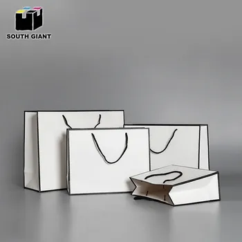 Brugerdefinerede Logo Mærke Mat Papir Gave Poser med Håndtag for Detail-Beklædning Sko Boutique Kosmetiske DIY Hvid Karton Pose