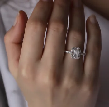 Luksus 925 Sterling Sølv med Smaragd cut Simuleret Diamant smykker sæt til Kvinder Bryllup Brude julefrokost gave engros 5159