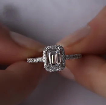 Luksus 925 Sterling Sølv med Smaragd cut Simuleret Diamant smykker sæt til Kvinder Bryllup Brude julefrokost gave engros