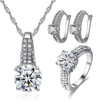 Koreanere smykker sæt nye mode ring ear hook-Halskæde zircon boutique-øreringe kvinders tre-delt sæt smykker solsikke smykker 5160
