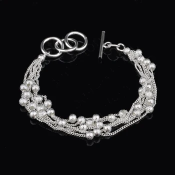 Nye Ankomst Mode Romantisk Stil Enkle Perler Multilags-Halskæde 925 Sterling Sølv Kvinder, Kvindelige Part Armbånd Gave