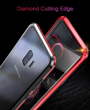 Magnetisk Adsorption Phone Case For Samsung Galaxy A8 2018 Hærdet Glas-og Bagside Glas Cover Til Galaxy A8 plus a8+ 2018