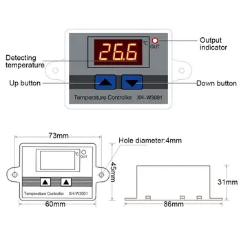 Hot 12/24/110/220V AC Mikrocomputer LED Temperatur Kontrol XH-W3001 For Inkubator Køling Varme Skifte Termostat Med Sonde