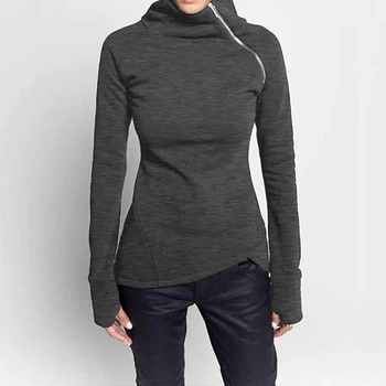 Efterår Mode Kort Lynlås Rullekrave Pullovere Kvalitet Kvinder Strikkede Sweater For Kvindelige Femme Sweater Med Lange Ærmer Pullover