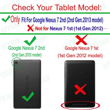Nexus 7 2nd Smart læder cover case til Asus Google Nexus 7 FHD 2. (2nd Gen. 2013) ultra slim flip book sag magnet auto søvn