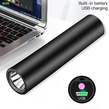 USB-Genopladelige Mini LED Lommelygte Indbygget batteri 3 Belysning Tilstand WaterproofTorch Stilfulde Bærbare, der Passer til Nat Belysning