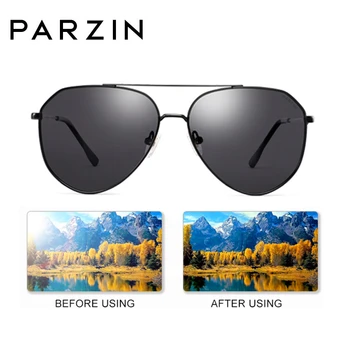 PARZIN Polariserede Solbriller Mænd Overdimensioneret Metal alu Ramme Sol briller Mandlige Briller For Kørsel med UV 400 8204