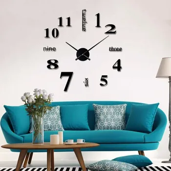 2019 Ny Væg Ur Quartz Ur Horloge Moderne Design Store Dekorative Ure Europa Akryl Klistermærker Stue Saat