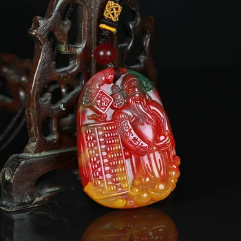 Kinesiske Naturlige Farver for Jade Gud for Rigdom Halskæde Hånd-udskåret Charme Jadeite Smykker Mode Amulet Gaver til Kvinder, Mænd