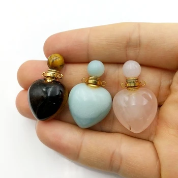 Naturlige perler, sten parfume flaske halskæde Æterisk Olie Diffuser Vedhæng lapiz lazuli ametyster mekanisk hjerte charme smykker 5320