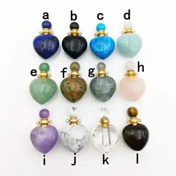 Naturlige perler, sten parfume flaske halskæde Æterisk Olie Diffuser Vedhæng lapiz lazuli ametyster mekanisk hjerte charme smykker