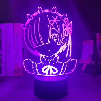 Anime Rem Re Nul Figur Nat Lys Led Touch Sensor Farve Skiftende Baby Vågelampe til Soveværelse Indretning Bruser 3d-Lampe Manga Gave 53688