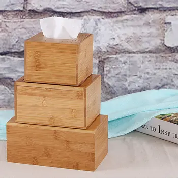 Bambus Væv Holder Træ-Væv Dæksel Trække Cube Dispenser Dekorative Organizer til Badeværelse Kontor Køkken Natbord