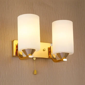 Moderne simple soveværelse sengen væglampe,1/2arm guld farve strygejern glas lampeskærm led væg sconce for Midtergangen badeværelse lampen 54197