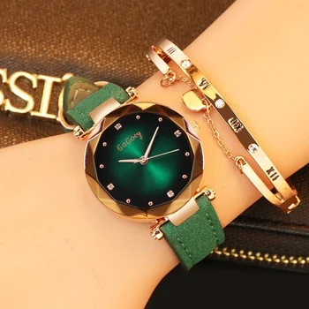 2020 Armbånd Kvinder Ure Luksus Crystal Ure reloj mujer Elegante Kvinder Quartz Armbåndsur Pu Læder dameur Gaver