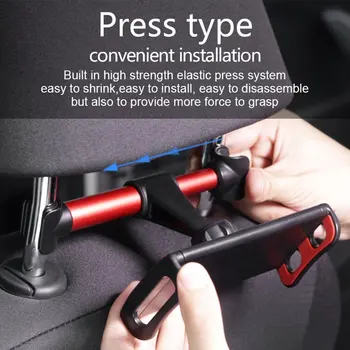 Universal Spænde Design bilholder Justerbar autostol Tilbage Hoved Resten Mount Smart Phone Tabletter Holderen Stå dekoration