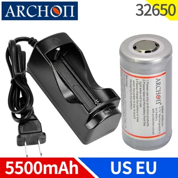 ARCHON oprindelige 5500mAh 3,7 v 32650 lithium batteri Genopladeligt batteri EU ' OS stik 32650 batteri oplader ægte fakkel batteri