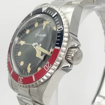 Mode mænds ure quartz retro ure 40 mm sort sterile dial sort rød aluminium ramme lysende M04