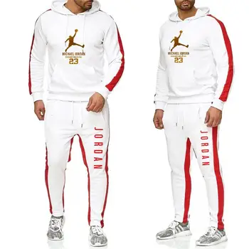 Nye Træningsdragt mænd hoodie Sæt off white Sportstøj Sæt Fleece trøje dragt Jordan 23 striber Sweatpants Malechandal hombre
