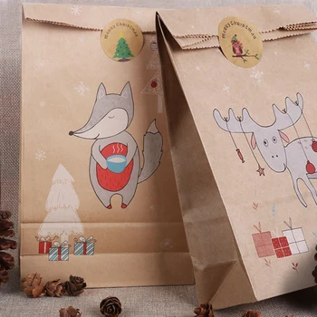 13pcs Jul tasker Behandle børn eller gæster gavepose med juletræ mærkat Slik pakning roman dekoration Merry xmas natal