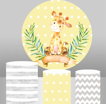 Tegnefilm akvarel giraf rundt baggrund baby brusebad cirkel baggrund kids fødselsdag dekoration tabel plint dækker YY-393