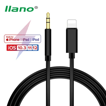 LLANO AUX Audio Kabel, 8 Pin Til 3,5 mm Jack Højttaler Kable Til iPhone 12 Bil Hovedtelefoner Headset Aux Audio Converter Jack Ledning