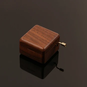 Sort valnød music box ahorn træ kasse ryst på hånden music box egen musik boksen brugerdefinerede diy produktion