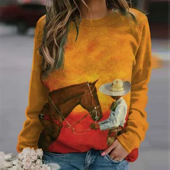 Efteråret Halloween Print Hættetrøjer Sweatshirt 2020 Kvinder Elegante O-Neck Pullover Top Casual Kvinde med Lange Ærmer Løs Streetwear 5XL