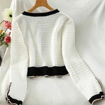 Koreanere Foråret efteråret Strikket passer til 2020 Nye efterår farve matchende kort sweater + hip nederdel to-delt to-delt TZ494