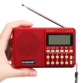 Portable Radio FM/AM/SW 21 Bands Digital Nøgle Udvalg Mini Teleskop Antenne Lommer MP3-TF USB-Modtager Højttaler Udendørs