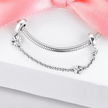 Passer til Armbånd Femme Foråret Charms Smykker Mode Daisy Blomst Kæde 925 Sterling Sølv Perler til smykkefremstilling