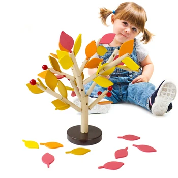 Træ-baby legetøj træ bygning huggeblokken børns tidlige læring uddannelse tabel tree spil