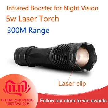 5w Laser Lommelygte 300M Sortiment Laser Brænder Infrarødt LED Lommelygte Booster Taktisk Lommelygte for Hunter