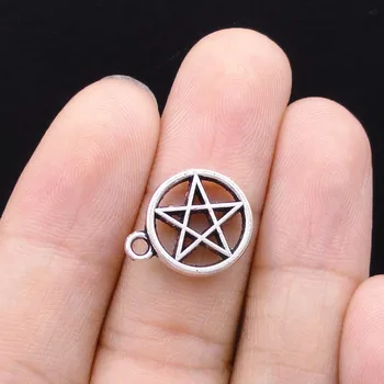 60pcs - Antik Sølv Overnaturlige Pentagram Charms vedhæng, Star 17x14mm
