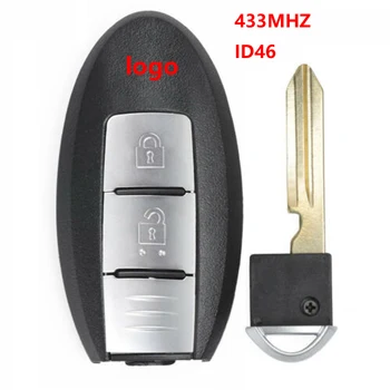 Bil med Keyless Fjernbetjening Nøgle med 433Mhz ID46 Chip for Nissan Tiida Pulsar Mircra Juke Bemærk Blad Cube Grænse 2 Knapper Bil Smart Key