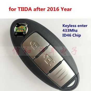 Bil med Keyless Fjernbetjening Nøgle med 433Mhz ID46 Chip for Nissan Tiida Pulsar Mircra Juke Bemærk Blad Cube Grænse 2 Knapper Bil Smart Key