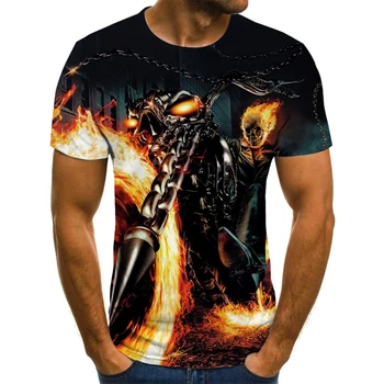 Ny mænds skull t-shirt ridder kraniet 3dt-shirt til mænd toppe hip hop 3d-print kraniet o-neck t-shirt