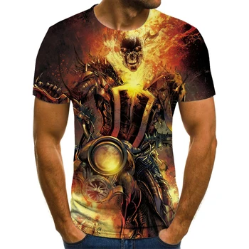 Ny mænds skull t-shirt ridder kraniet 3dt-shirt til mænd toppe hip hop 3d-print kraniet o-neck t-shirt